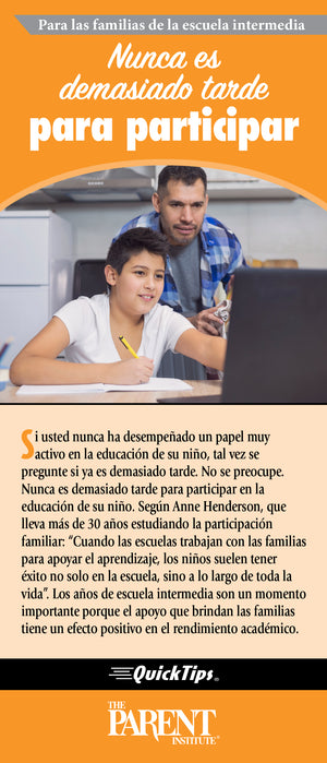 It's Never Too Late to Get Involved (Middle School Electronic)
