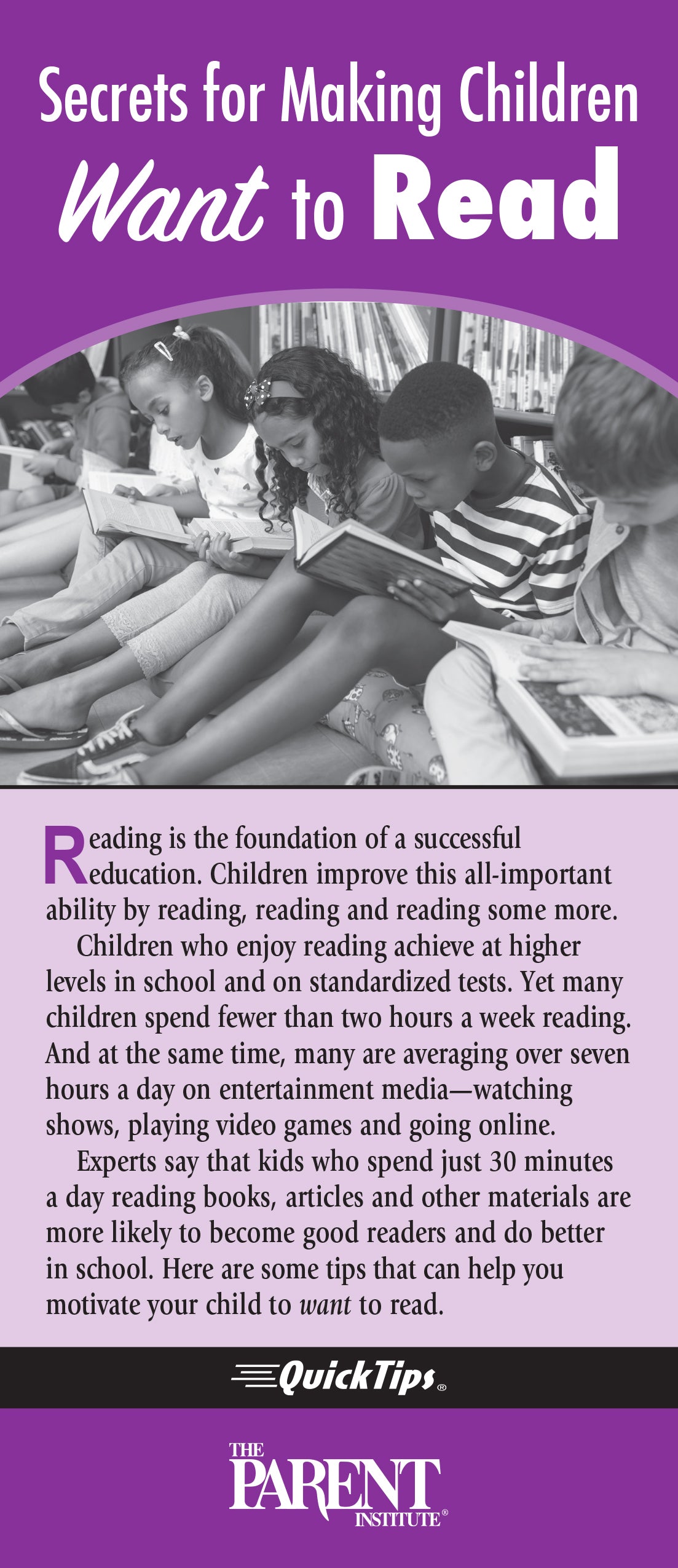 Secrets for Making Children Want to Read QuickTips Brochure