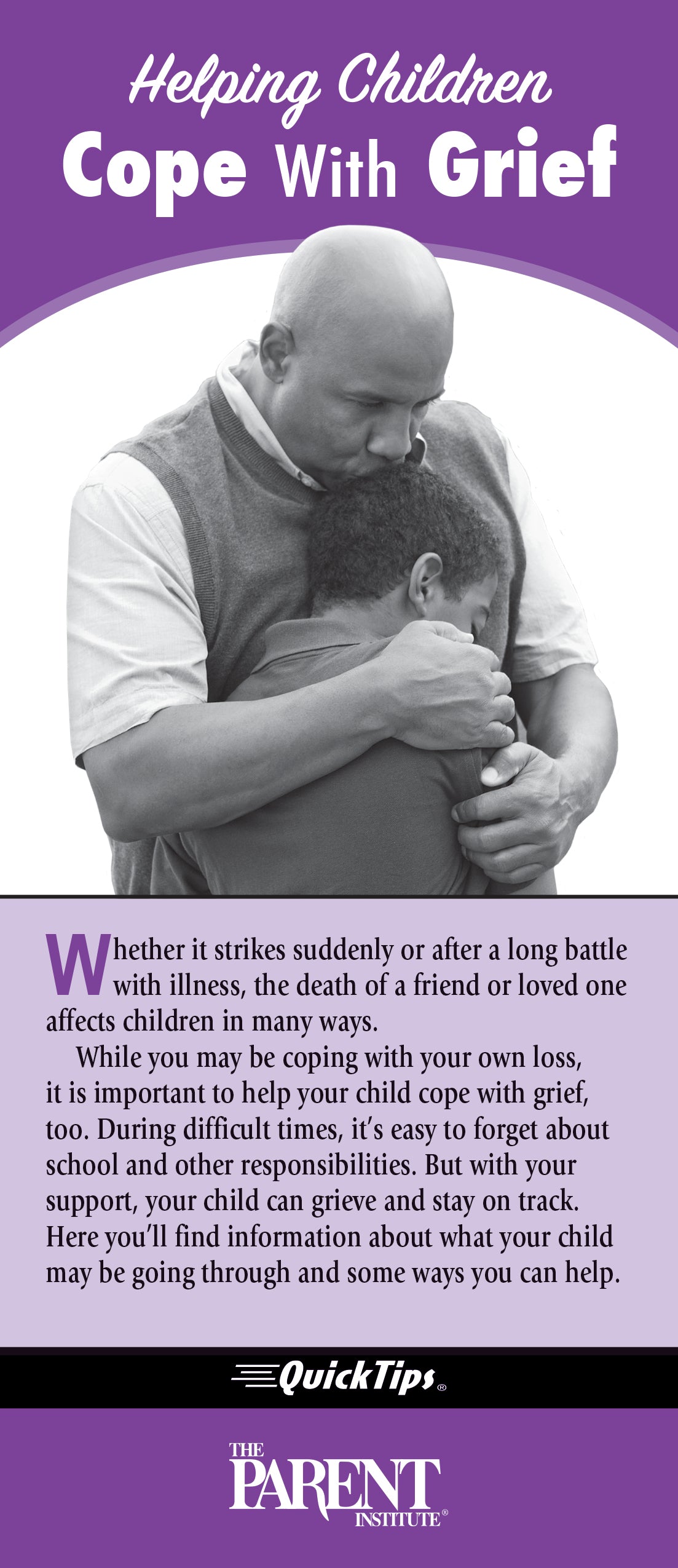 Helping Children Cope with Grief QuickTips Brochure for Parents and Families