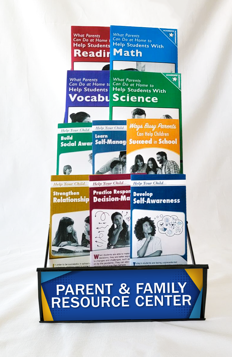 4-tier wire tabletop display rack for The Parent Institute's family engagement resources for parents and families