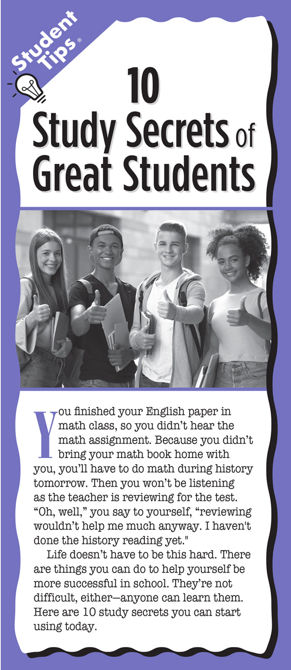 10 Study Secrets of Great Students Student Tips brochure