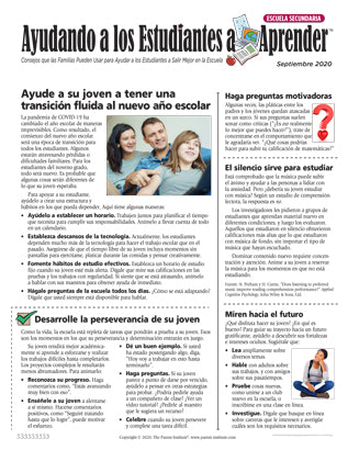 Ayudando a los estudiantes a aprender newsletter para los padres de la escuela secundaria