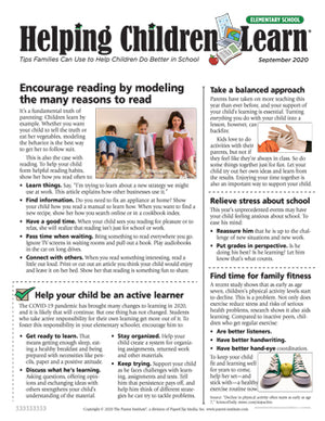 Helping children learn newsletter for elementary school parents