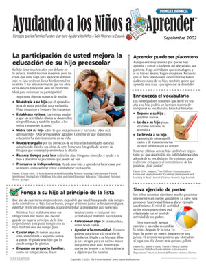 Ayudando a los niños a aprender newsletter para los padres de la primera infancia