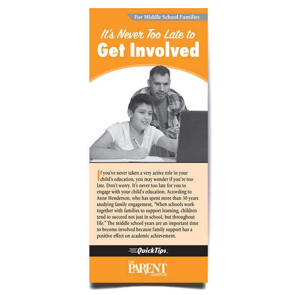 It's Never Too Late to Get Involved brochure (Middle School)