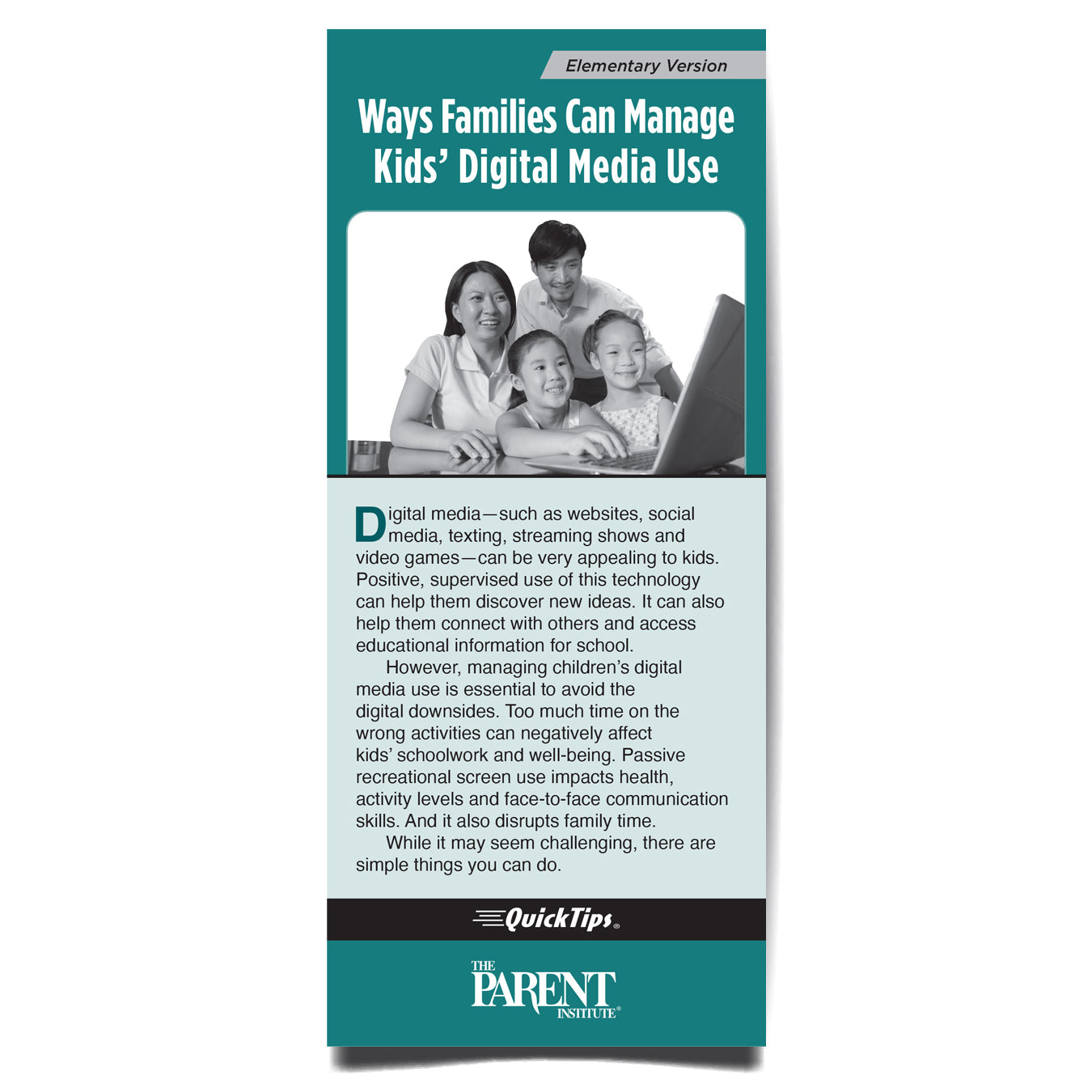 Ways Families Can Manage Kids’ Digital Media Use brochure