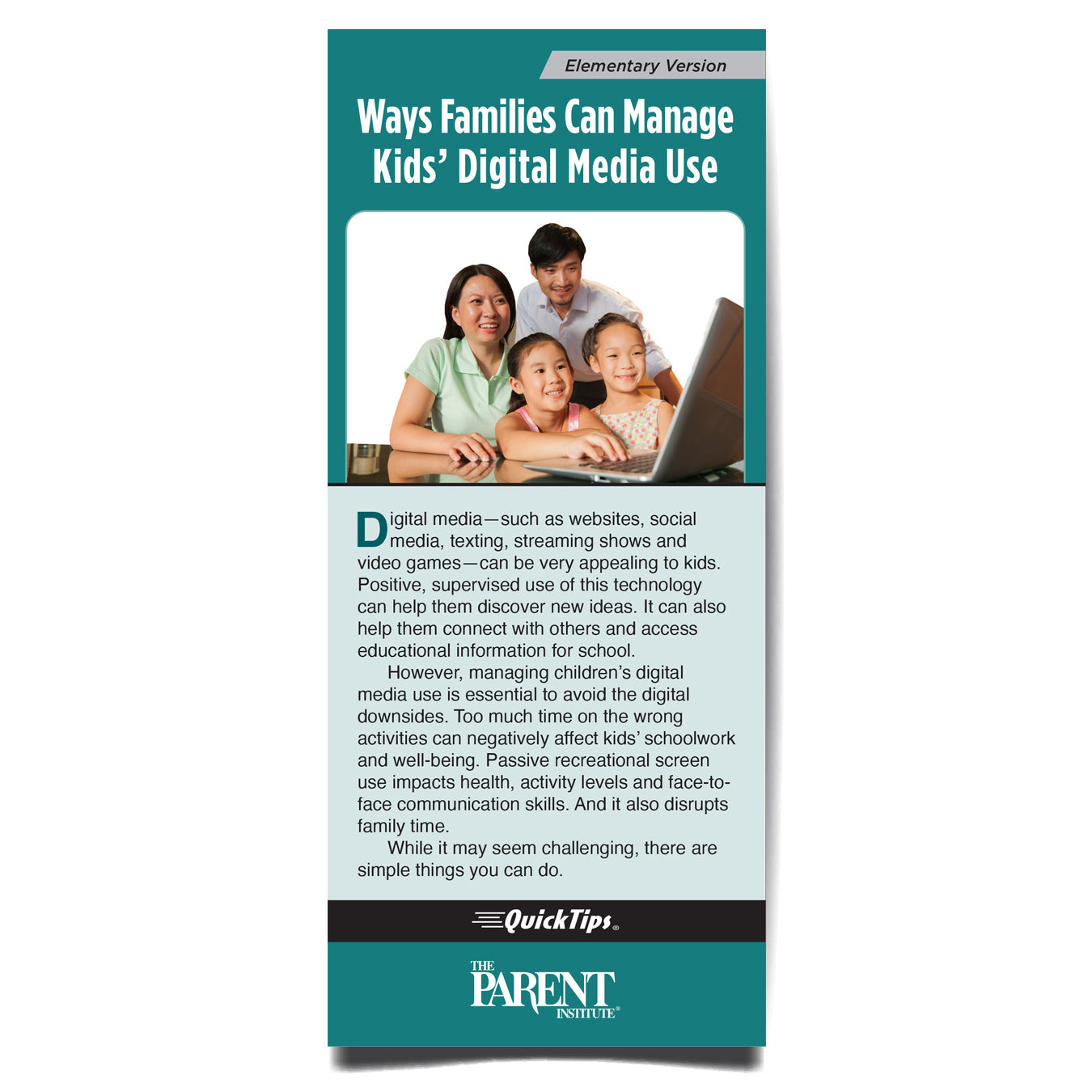 Ways Families Can Manage Kids’ Digital Media Use digital brochure