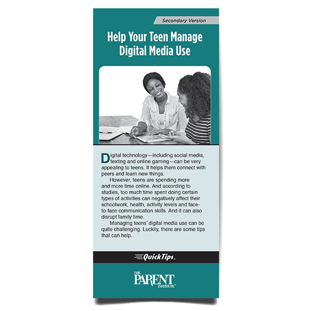 Help Your Teen Manage Digital Media Use QuickTips brochure