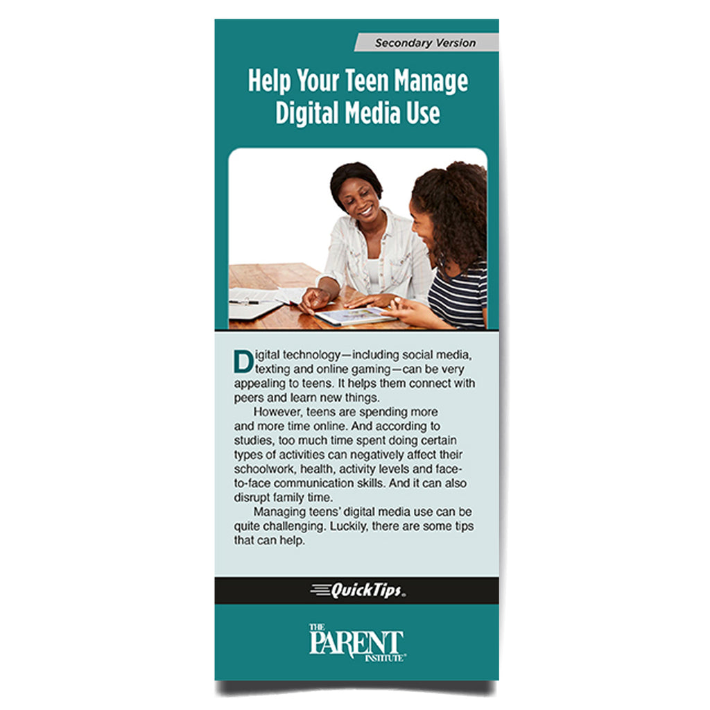 Help Your Teen Manage Digital Media Use QuickTips brochure