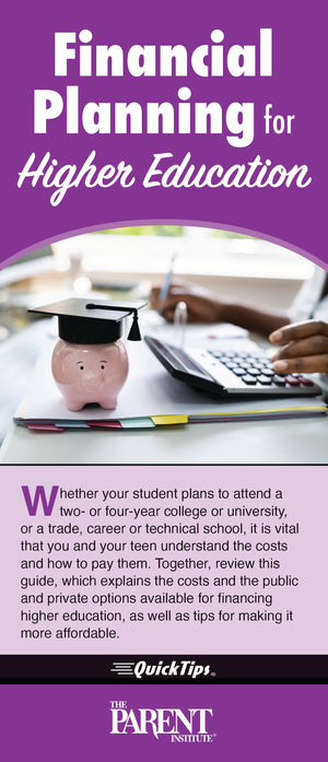 Financial Planning for Higher Education Digital QuickTips Brochure for Families