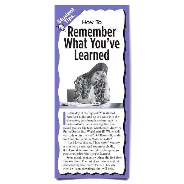 How to Remember What You've Learned Student Tips brochure