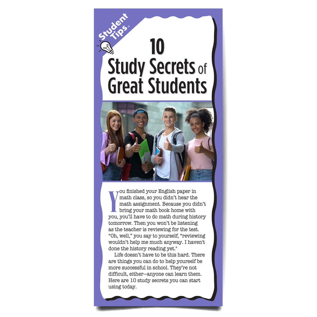 10 Study Secrets of Great Students Student Tips Brochure