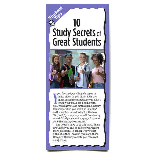 10 Study Secrets of Great Students Student Tips Brochure