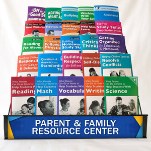 5-tier wire tabletop rack to display The Parent Institute's parent and family engagement resources
