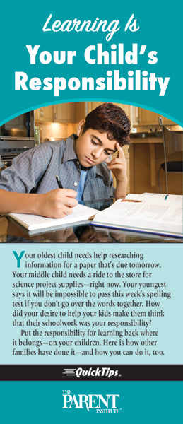 Learning Is Your Child's Responsibility QuickTips Brochure for Families