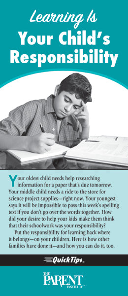 Learning Is Your Child's Responsibility QuickTips Brochure for Families