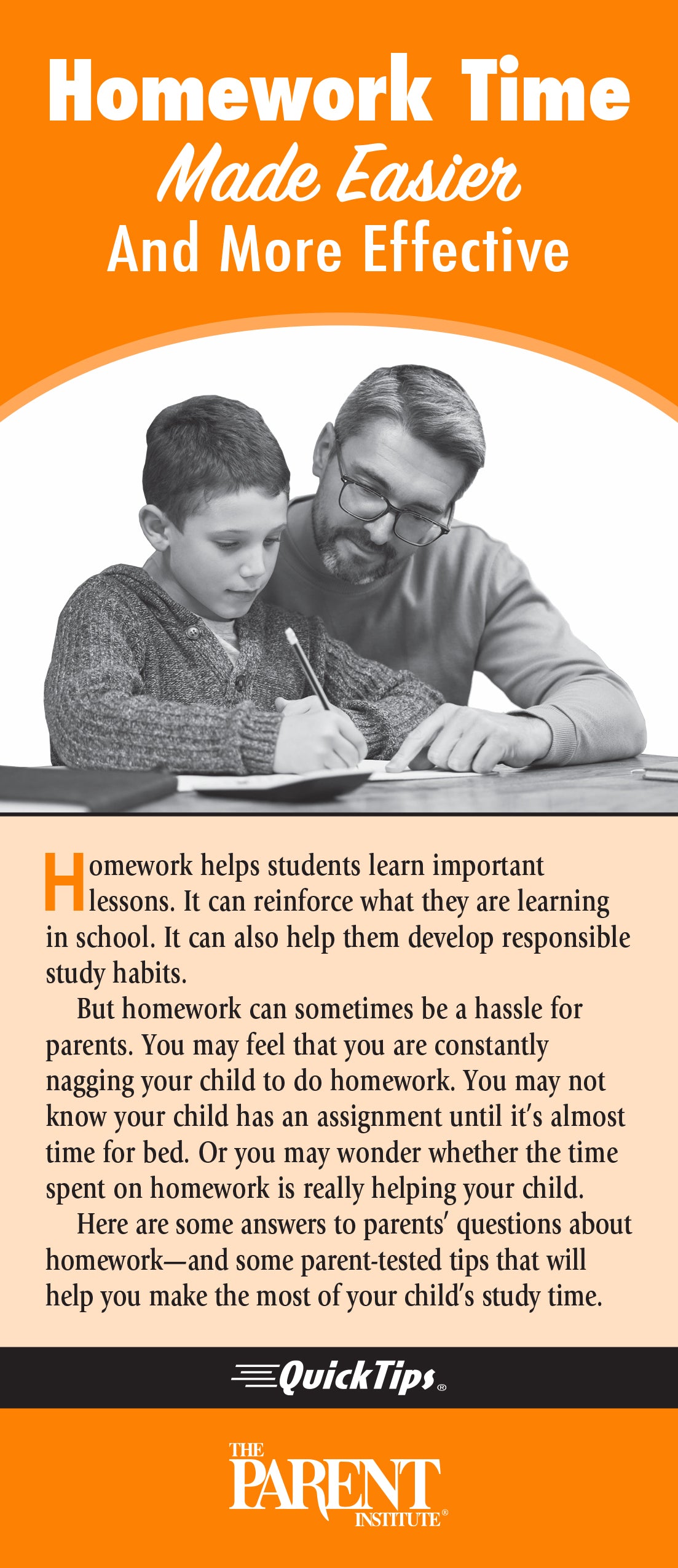 Homework Time Made Easier And More Effective QuickTips Brochure