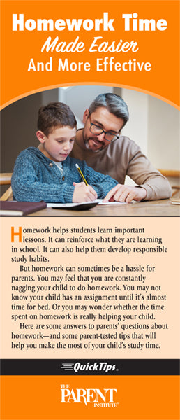 Homework Time Made Easier and More Effective QuickTips Brochure