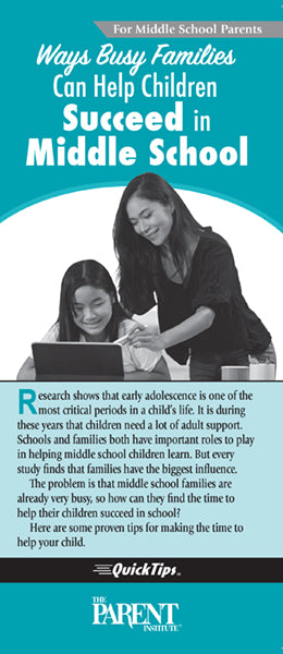 Ways Busy Parents Can Help Children Succeed in Middle School