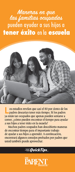 Ways Busy Families Can Help Children Succeed in School QuickTips Brochure in Spanish