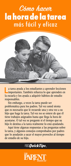 Homework Time Made Easier And More Effective QuickTips Brochure in Spanish