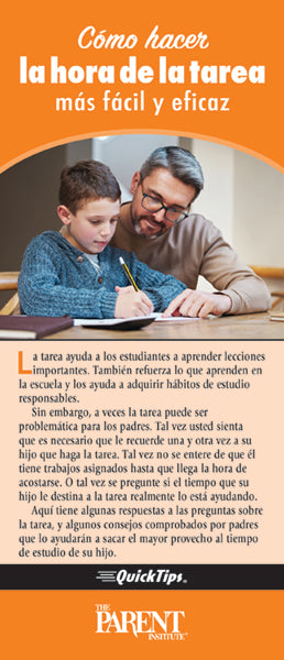 Homework Time Made Easier and More Effective QuickTips Brochure in Spanish