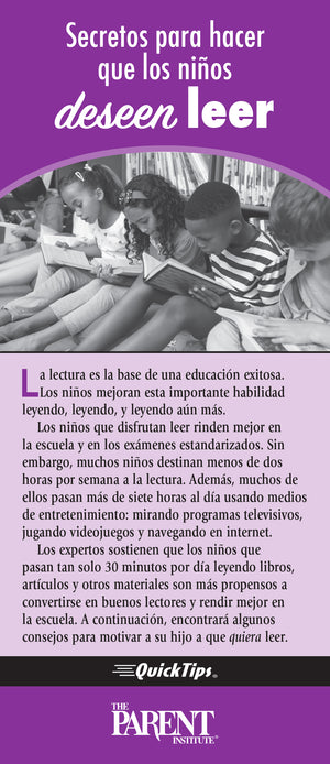 Secrets for Making Children Want to Read QuickTips Brochure in Spanish