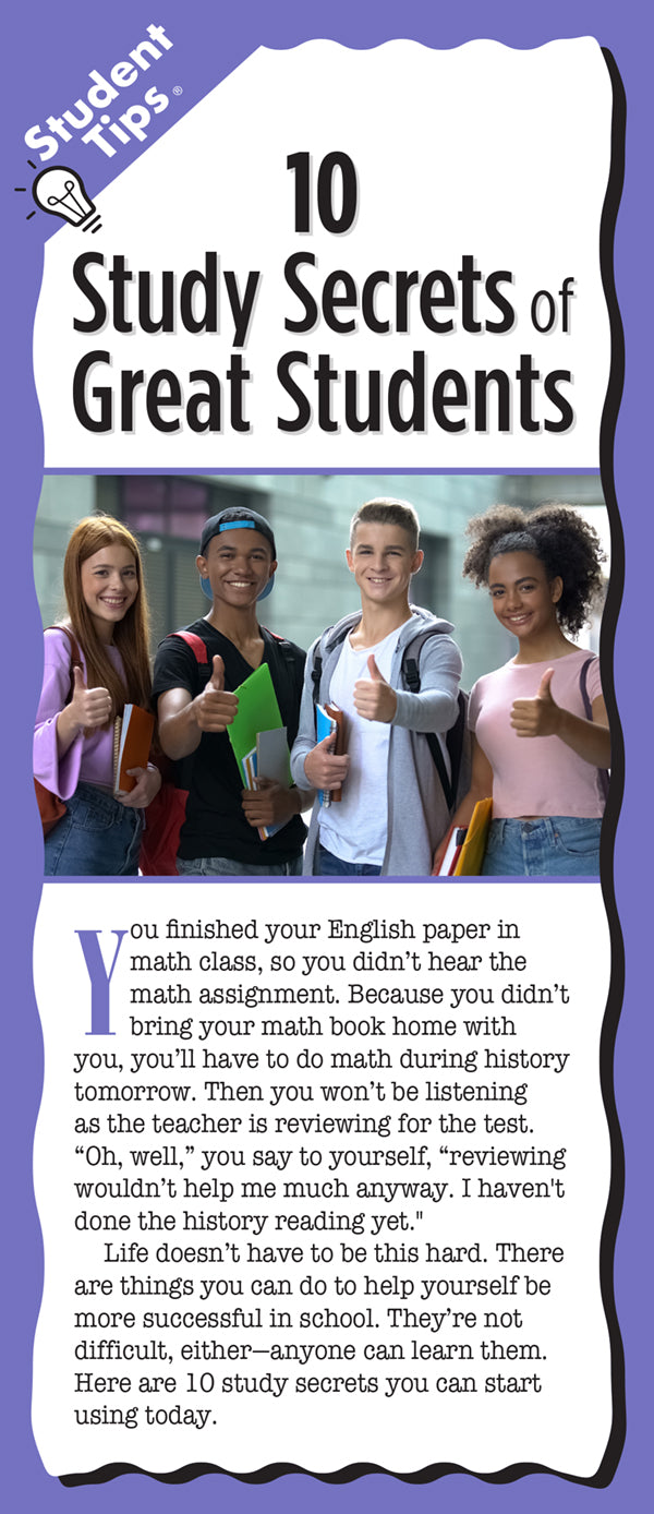 10 Study Secrets of Great Students Student Tips Brochure
